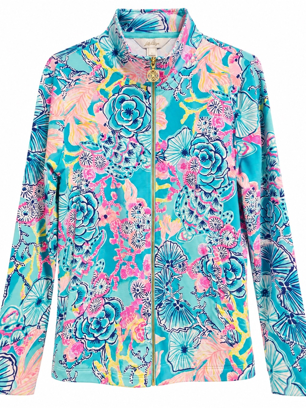 Lilly Pulitzer Leona UPF 50+ Zip-Up Jacket NWT Large Bali Blue